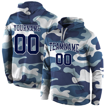 Custom Stitched Camo Navy-White Sports Pullover Sweatshirt Salute To Service Hoodie