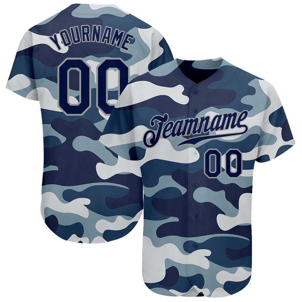 Custom Camo Navy-Gray Authentic Salute To Service Baseball Jersey Sale–  Fcustom