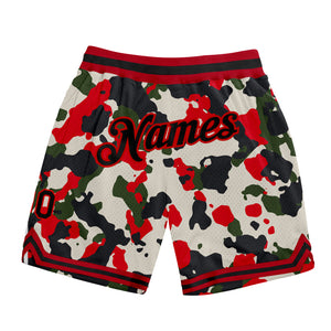 Custom Camo Black-Red Authentic Salute To Service Basketball Shorts