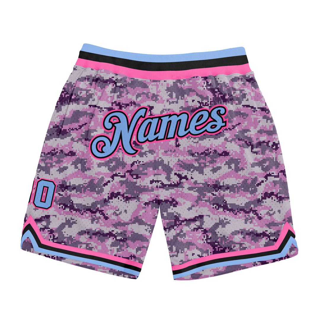 Custom Camo Light Blue-Pink Authentic Salute To Service Basketball Shorts