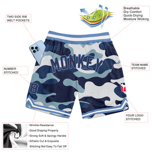 Custom Camo Navy-Light Blue Authentic Salute To Service Basketball Shorts