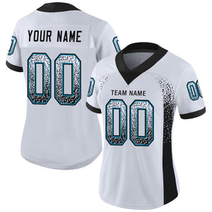 Custom White Black-Panther Blue Mesh Drift Fashion Football Jersey