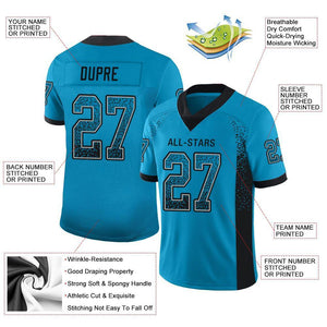 Custom Panther Blue Black-Gray Mesh Drift Fashion Football Jersey