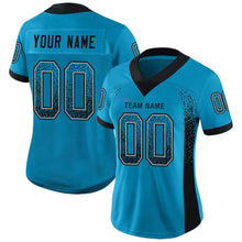 Load image into Gallery viewer, Custom Panther Blue Black-Gray Mesh Drift Fashion Football Jersey
