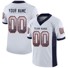 Load image into Gallery viewer, Custom White Navy-Orange Mesh Drift Fashion Football Jersey
