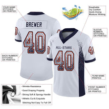 Load image into Gallery viewer, Custom White Navy-Orange Mesh Drift Fashion Football Jersey
