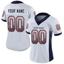 Load image into Gallery viewer, Custom White Navy-Orange Mesh Drift Fashion Football Jersey
