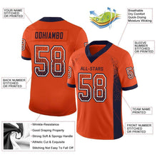 Load image into Gallery viewer, Custom Orange Navy-White Mesh Drift Fashion Football Jersey
