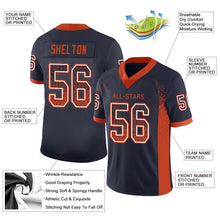 Load image into Gallery viewer, Custom Navy Orange-White Mesh Drift Fashion Football Jersey
