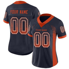 Load image into Gallery viewer, Custom Navy Orange-White Mesh Drift Fashion Football Jersey
