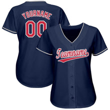 Load image into Gallery viewer, Custom Navy Red-White Baseball Jersey

