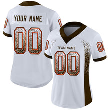 Load image into Gallery viewer, Custom White Brown-Orange Mesh Drift Fashion Football Jersey
