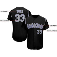 Load image into Gallery viewer, Custom Black Gray-Purple Baseball Jersey
