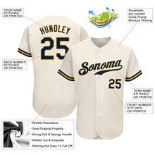 Load image into Gallery viewer, Custom Cream Navy-Gold Authentic Baseball Jersey
