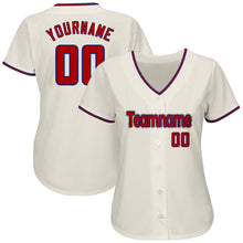 Load image into Gallery viewer, Custom Cream Red-Royal Authentic Baseball Jersey
