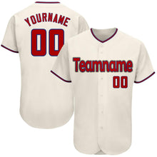 Load image into Gallery viewer, Custom Cream Red-Royal Authentic Baseball Jersey
