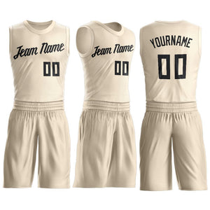 Custom Cream Black Round Neck Suit Basketball Jersey - Fcustom