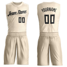 Load image into Gallery viewer, Custom Cream Black Round Neck Suit Basketball Jersey - Fcustom
