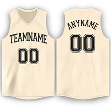 Load image into Gallery viewer, Custom Cream Black V-Neck Basketball Jersey - Fcustom
