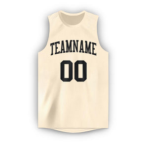 Custom Cream Black Round Neck Basketball Jersey - Fcustom