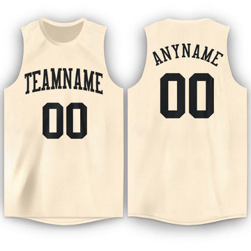 Custom Cream Black Round Neck Basketball Jersey - Fcustom