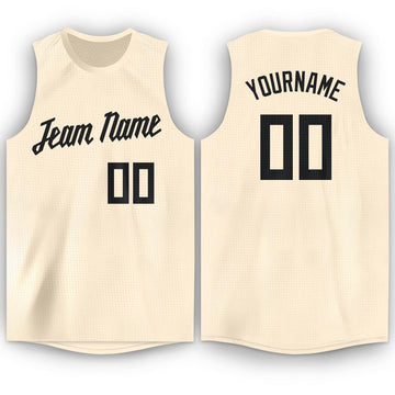 Custom Cream Black Round Neck Basketball Jersey - Fcustom