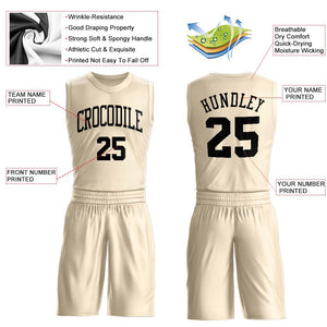 Custom Cream Black Round Neck Suit Basketball Jersey - Fcustom
