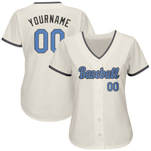 Load image into Gallery viewer, Custom Cream Light Blue-Steel Gray Authentic Father&#39;s Day Baseball Jersey
