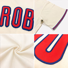 Load image into Gallery viewer, Custom Cream Red-Navy Authentic Throwback Rib-Knit Baseball Jersey Shirt
