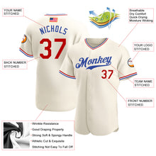 Load image into Gallery viewer, Custom Cream Red-Royal Authentic American Flag Fashion Baseball Jersey

