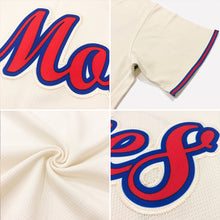 Load image into Gallery viewer, Custom Cream Red-Royal Authentic Throwback Rib-Knit Baseball Jersey Shirt
