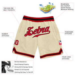 Custom Cream Red-Black Authentic Throwback Basketball Shorts