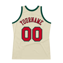 Load image into Gallery viewer, Custom Cream Red-Hunter Green Authentic Throwback Basketball Jersey
