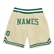 Load image into Gallery viewer, Custom Cream Kelly Green-White Authentic Throwback Basketball Shorts
