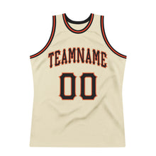 Load image into Gallery viewer, Custom Cream Black-Orange Authentic Throwback Basketball Jersey
