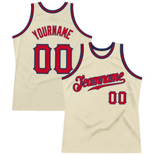 Load image into Gallery viewer, Custom Cream Red-Navy Authentic Throwback Basketball Jersey
