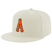 Load image into Gallery viewer, Custom Cream Orange-Black Stitched Adjustable Snapback Hat
