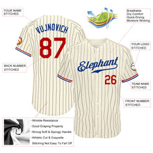 Load image into Gallery viewer, Custom Cream Black Pinstripe Red-Royal Authentic Baseball Jersey
