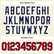 Load image into Gallery viewer, Custom Cream Navy Pinstripe Navy-Red Authentic Baseball Jersey
