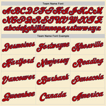 Load image into Gallery viewer, Custom Cream Navy Pinstripe Red-Black Authentic Basketball Jersey
