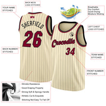 Load image into Gallery viewer, Custom Cream Black Pinstripe Maroon-Black Authentic Basketball Jersey
