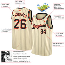Load image into Gallery viewer, Custom Cream Black Pinstripe Black-Orange Authentic Basketball Jersey
