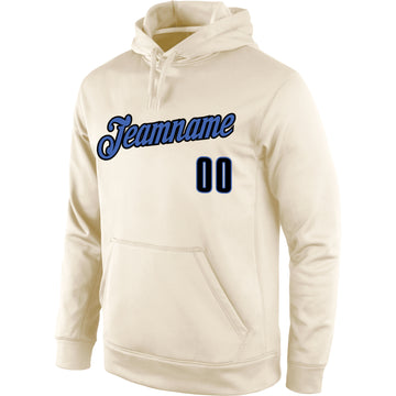 Custom Stitched Cream Black-Blue Sports Pullover Sweatshirt Hoodie