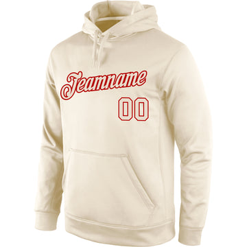 Custom Stitched Cream Cream-Red Sports Pullover Sweatshirt Hoodie