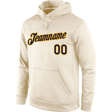 Load image into Gallery viewer, Custom Stitched Cream Navy-Gold Sports Pullover Sweatshirt Hoodie
