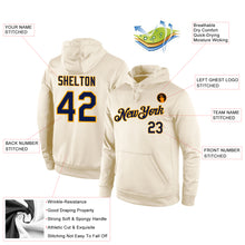 Load image into Gallery viewer, Custom Stitched Cream Navy-Gold Sports Pullover Sweatshirt Hoodie
