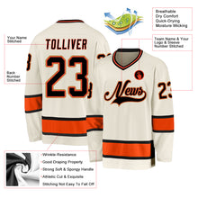 Load image into Gallery viewer, Custom Cream Black-Orange Hockey Jersey

