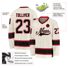 Load image into Gallery viewer, Custom Cream Black-Red Hockey Jersey
