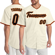Load image into Gallery viewer, Custom Cream Black Orange-Old Gold Authentic Baseball Jersey

