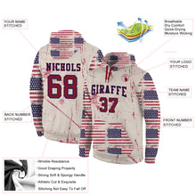 Load image into Gallery viewer, Custom Stitched Cream Crimson-Navy 3D American Flag Fashion Sports Pullover Sweatshirt Hoodie
